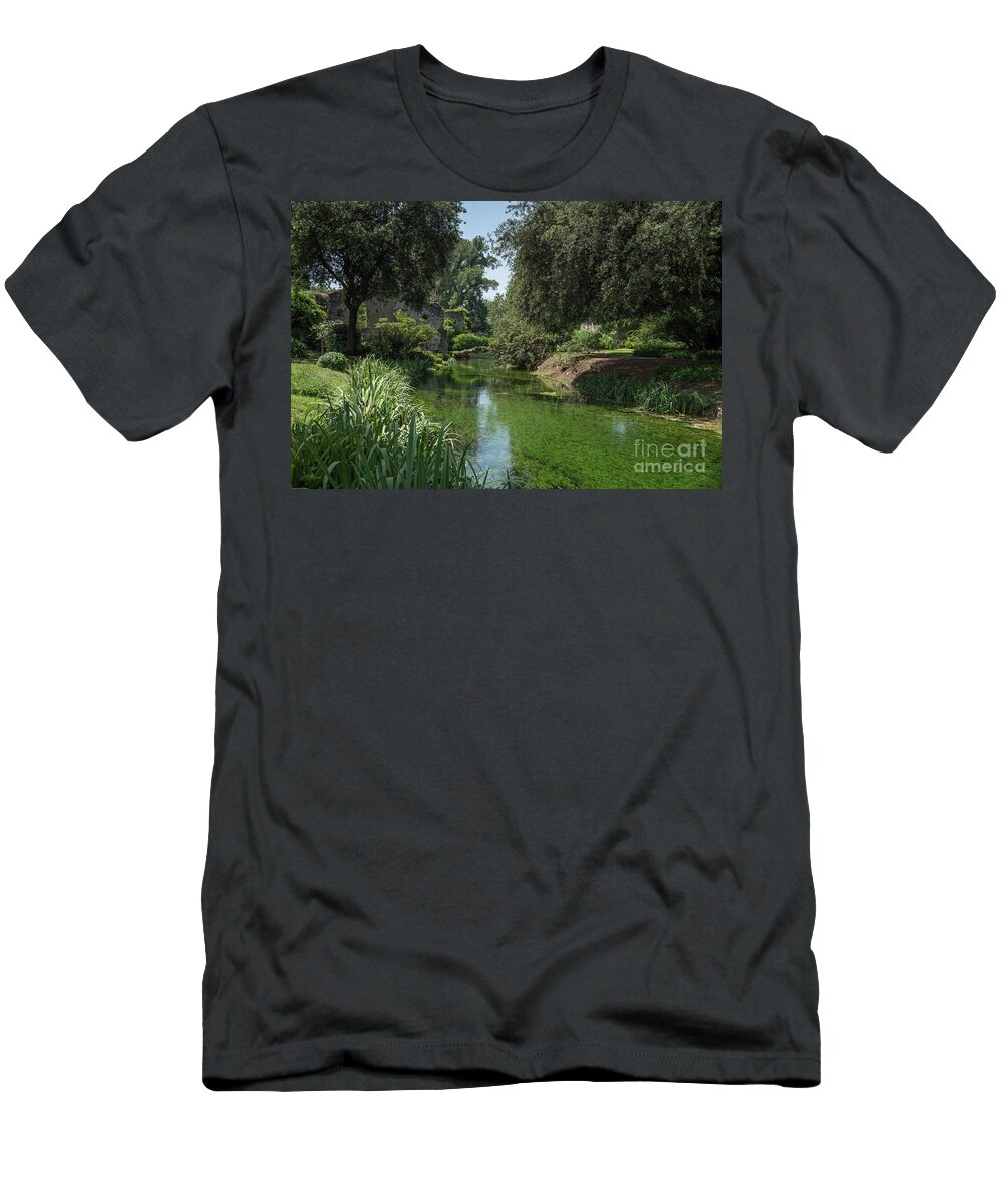 Ninfa T-Shirt featuring the photograph Ninfa Garden, Rome Italy 6 by Perry Rodriguez