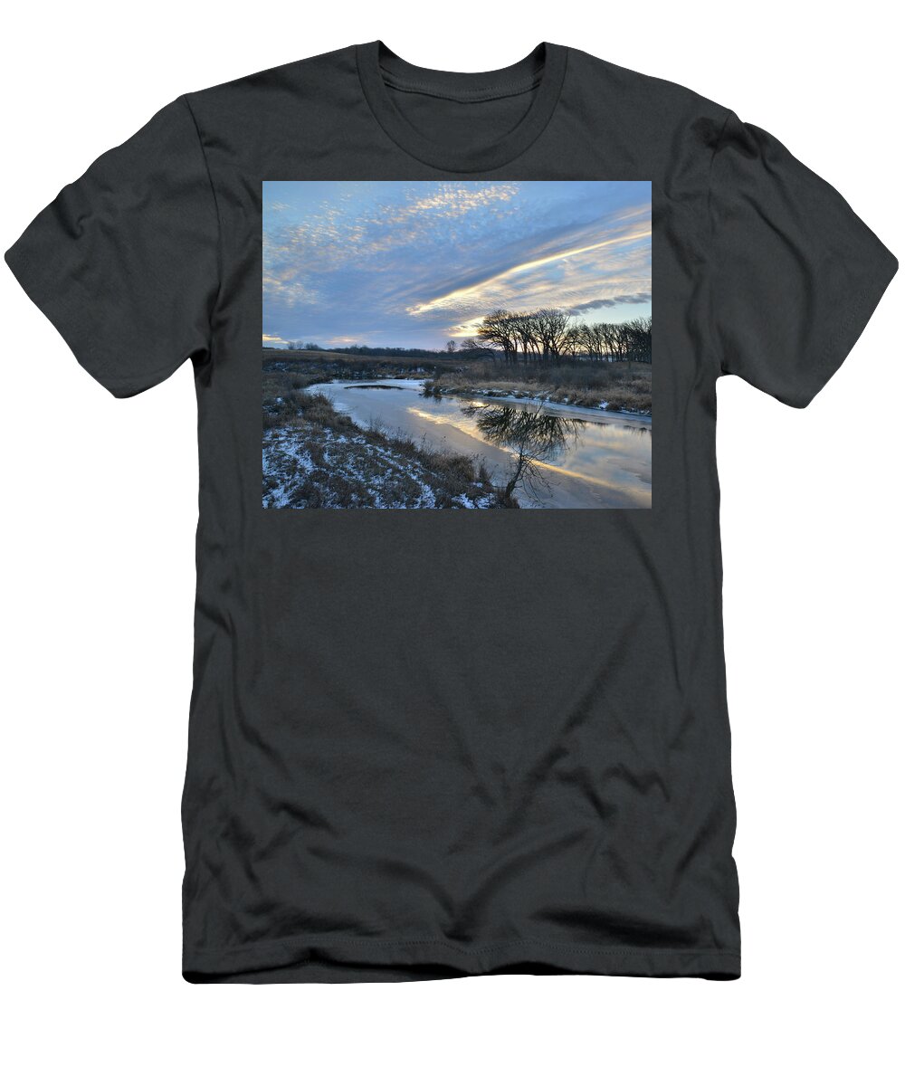 Glacial Park T-Shirt featuring the photograph Nippersink Sunrise in Glacial Park by Ray Mathis