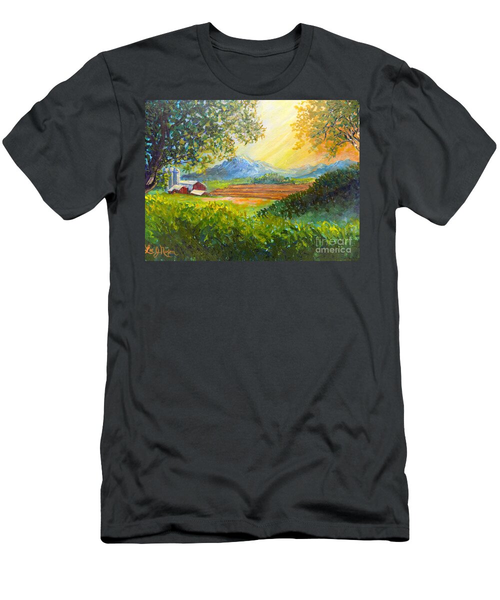 Acrylics T-Shirt featuring the painting Nixon's Majestic Farm View by Lee Nixon
