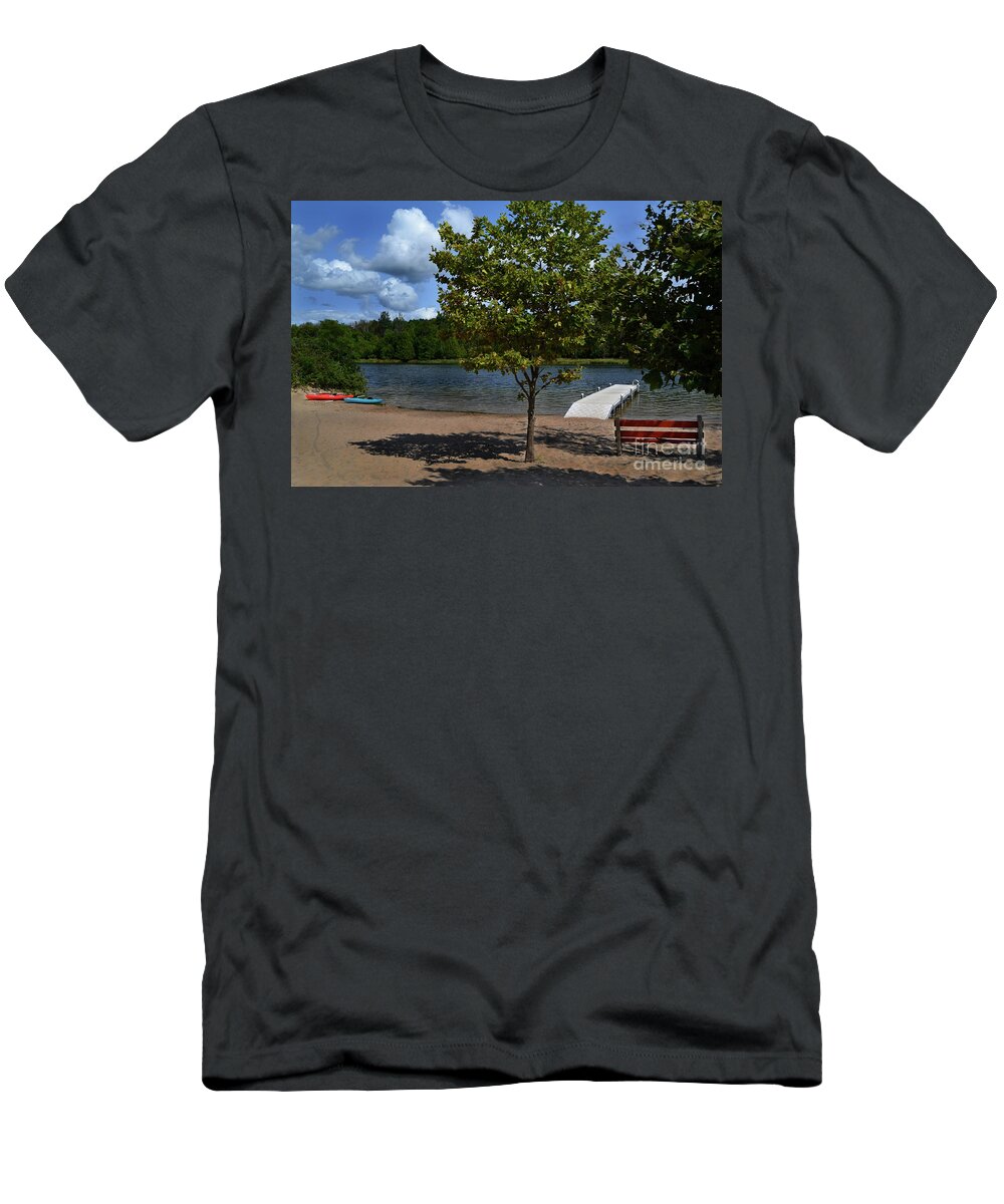 Michigan T-Shirt featuring the photograph North Bar Lake Canoes by Amy Lucid