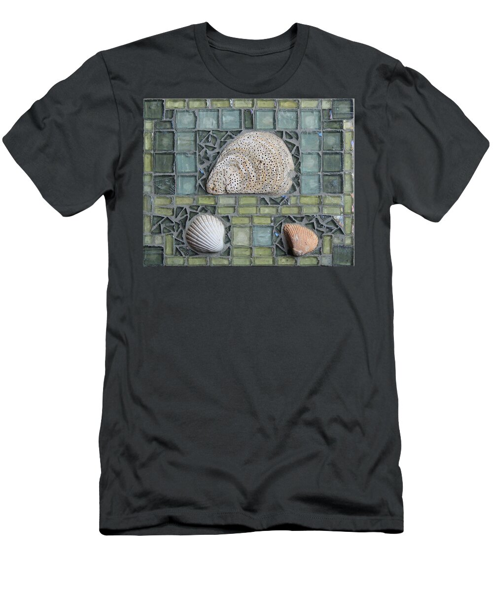 Mosaic T-Shirt featuring the mixed media North Sea Shells by Annekathrin Hansen