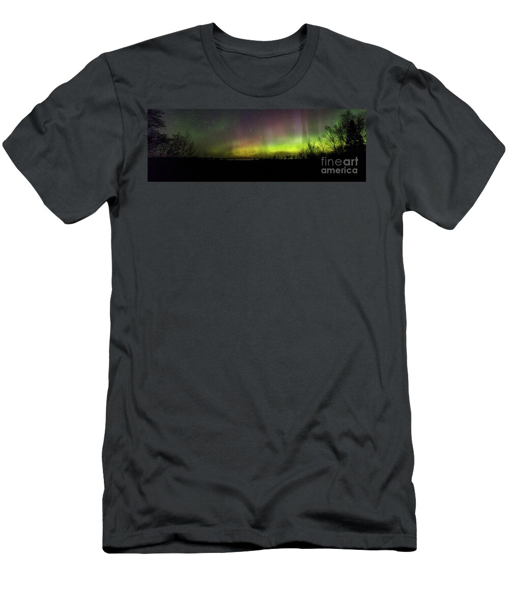Northern Lights T-Shirt featuring the photograph Northern Lights Naomikong Point Lake Superior -0838 by Norris Seward