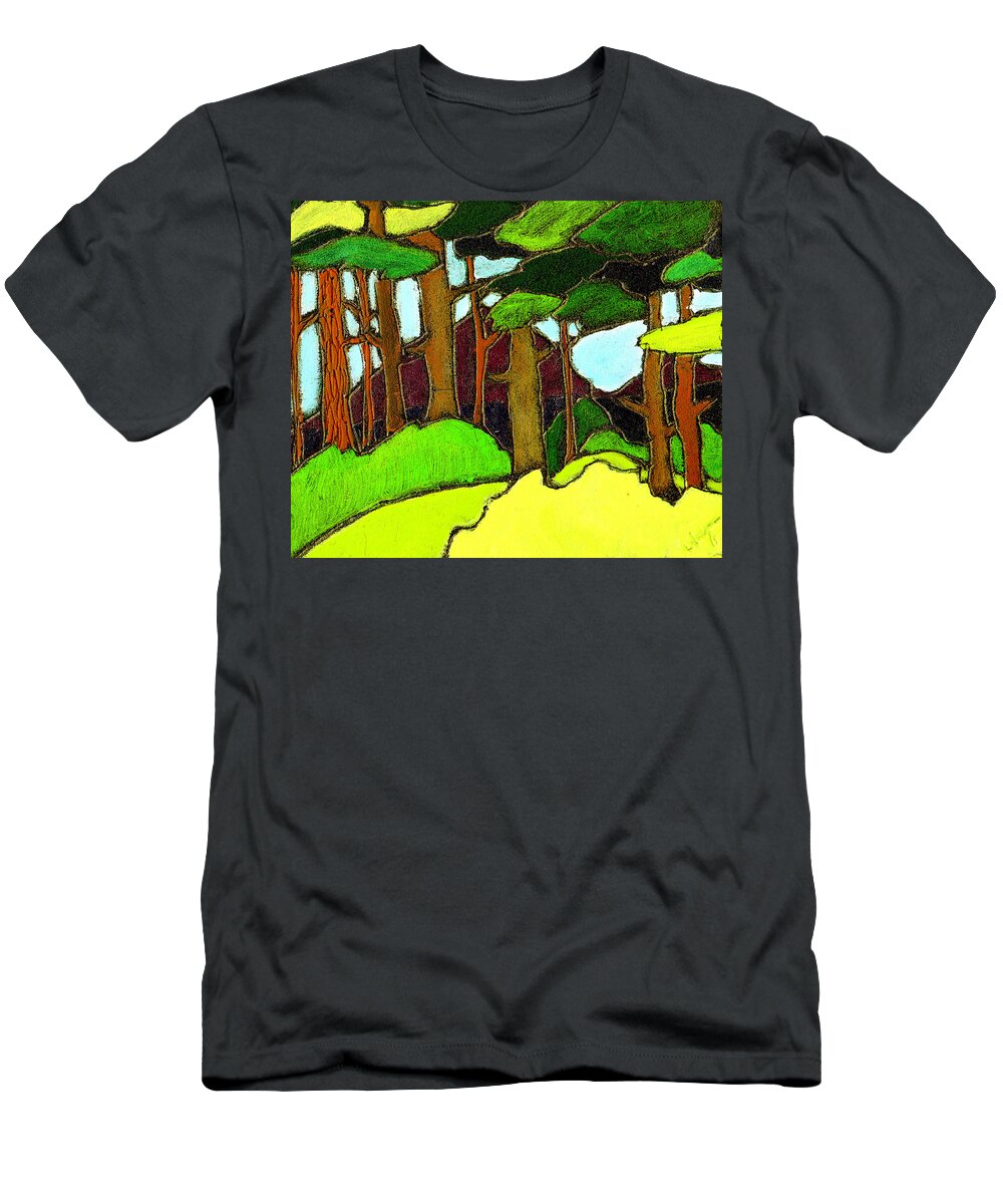 Trees T-Shirt featuring the painting Northern Pathway by Wayne Potrafka
