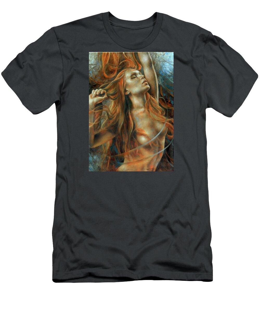 Nude Prints T-Shirt featuring the painting Nude dinamik by Arthur Braginsky