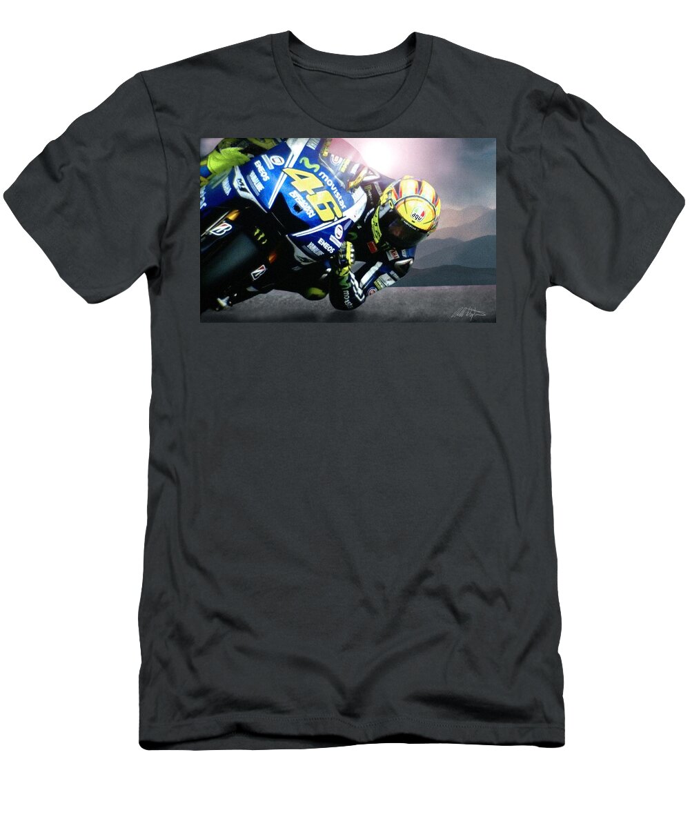 Valentino Rossi T-Shirt featuring the digital art Number 46 by Bill Stephens