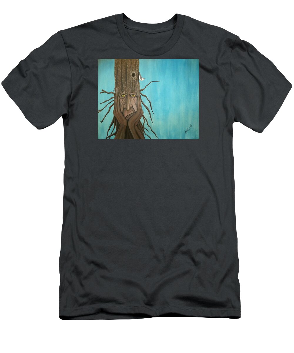 Nuthatch T-Shirt featuring the painting Nuthatch by Edwin Alverio