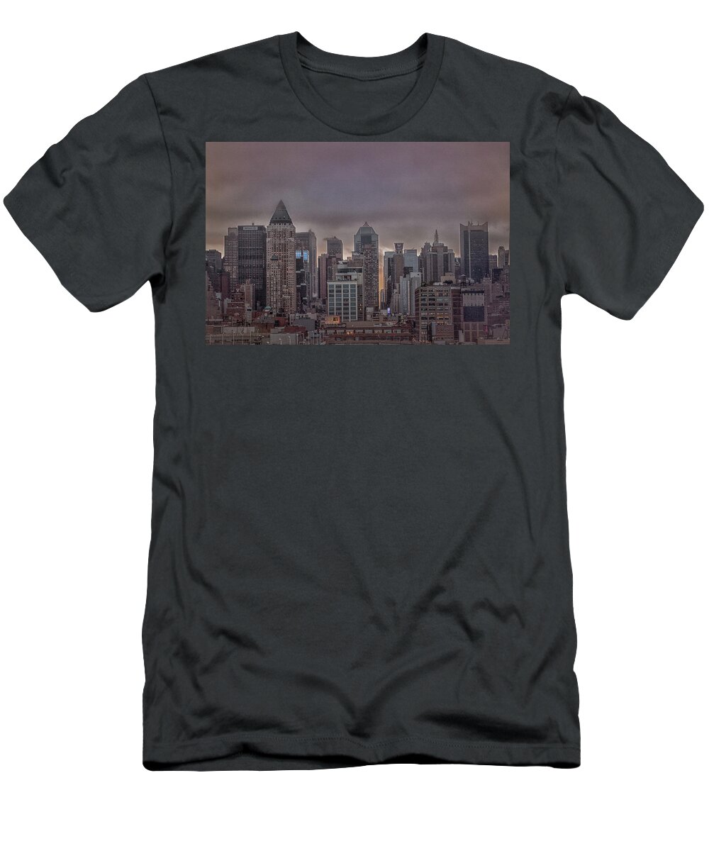 New York T-Shirt featuring the photograph NYC at Dawn by Elvira Pinkhas