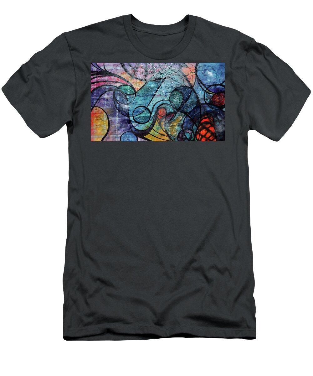 Circles T-Shirt featuring the painting Obeyance by Lynellen Nielsen