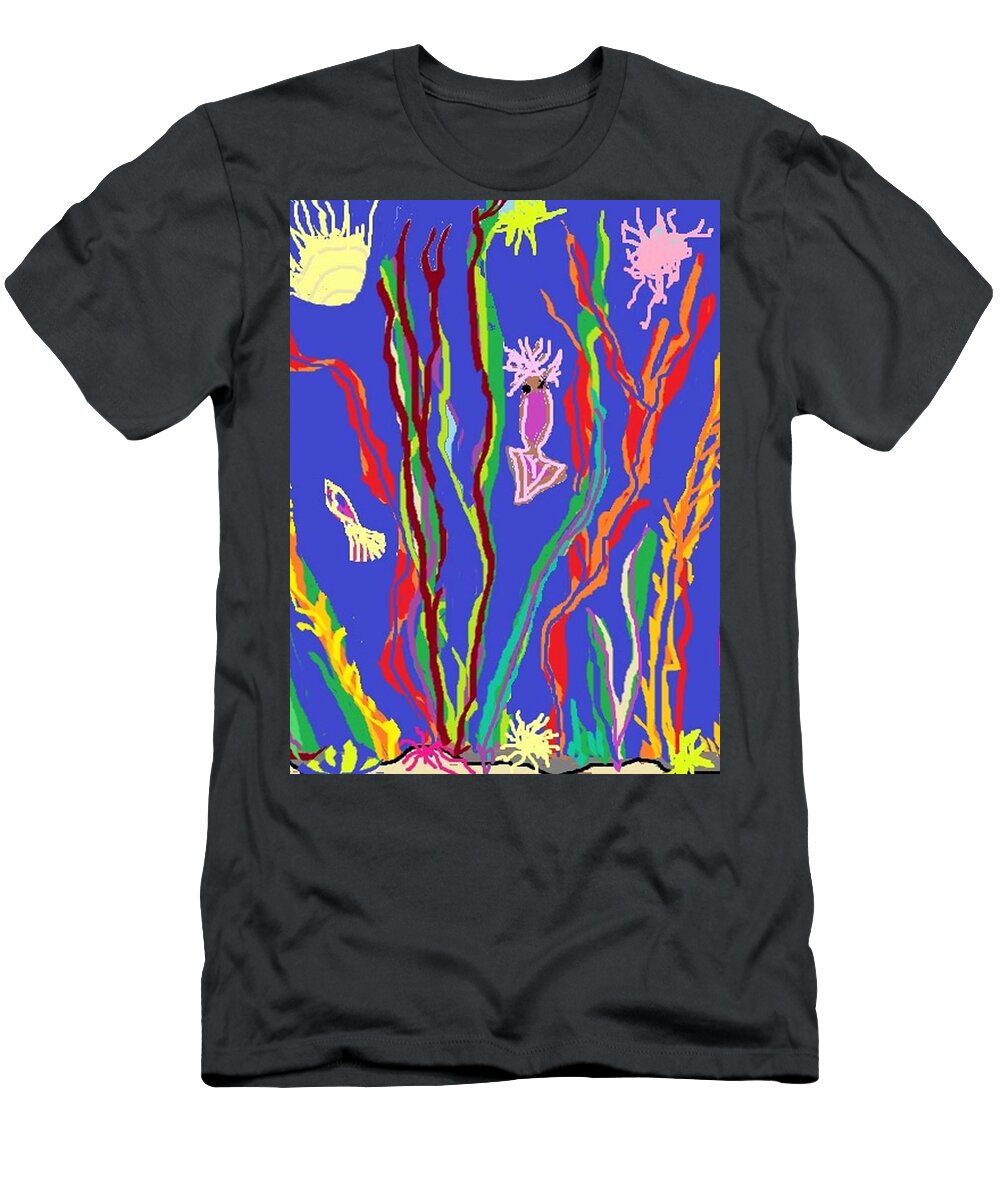 Jelly Fish T-Shirt featuring the digital art Ocean Jazz by Susan Oliver