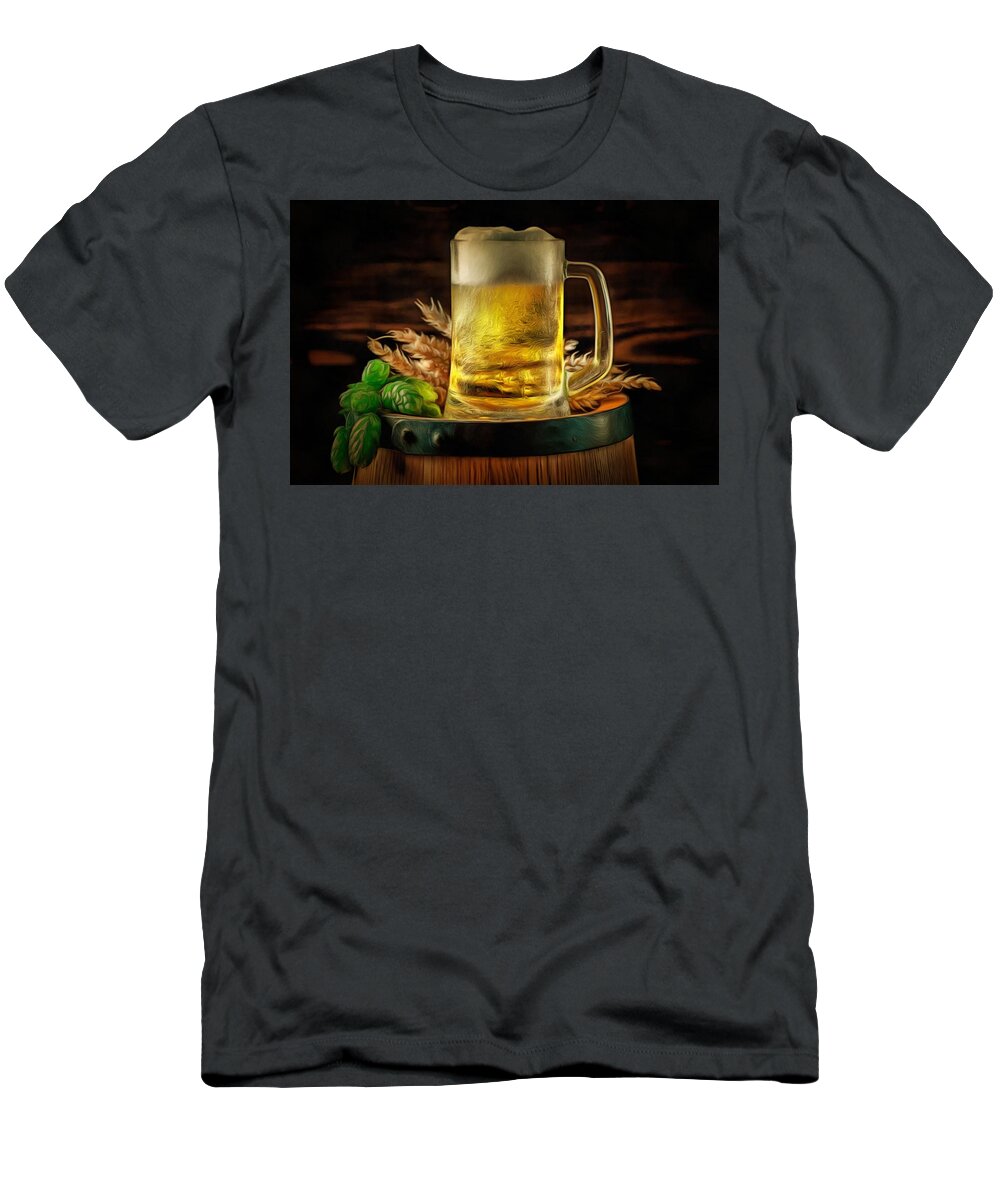 Ode To Beer T-Shirt featuring the painting Ode to Beer by Harry Warrick