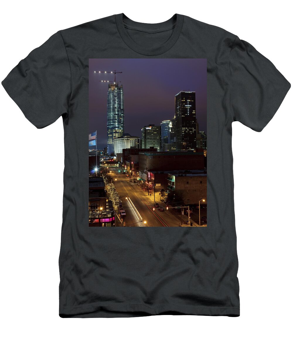 Oklahoma T-Shirt featuring the photograph OKC Evening by Ricky Barnard
