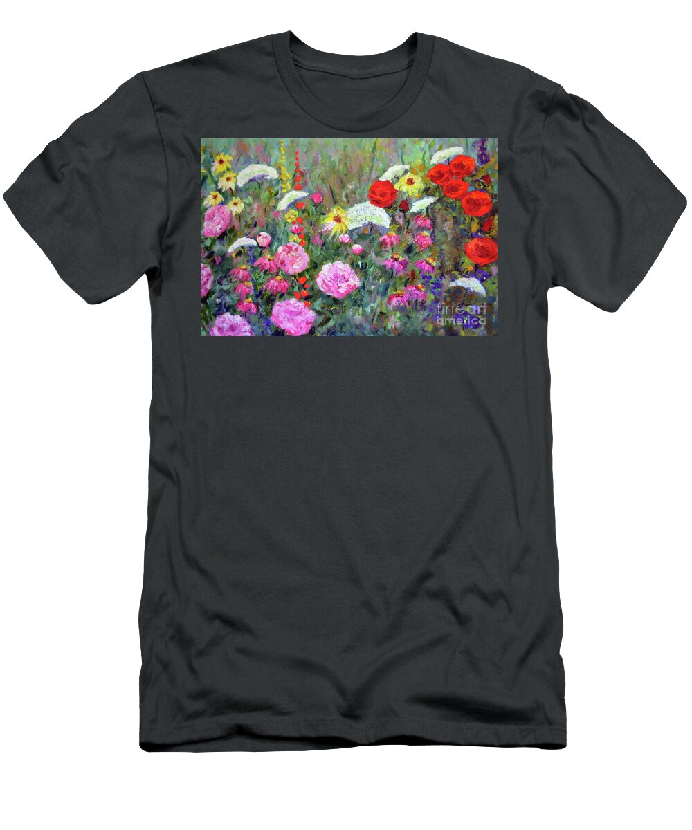Flowers T-Shirt featuring the painting Old Fashioned Garden by Claire Bull
