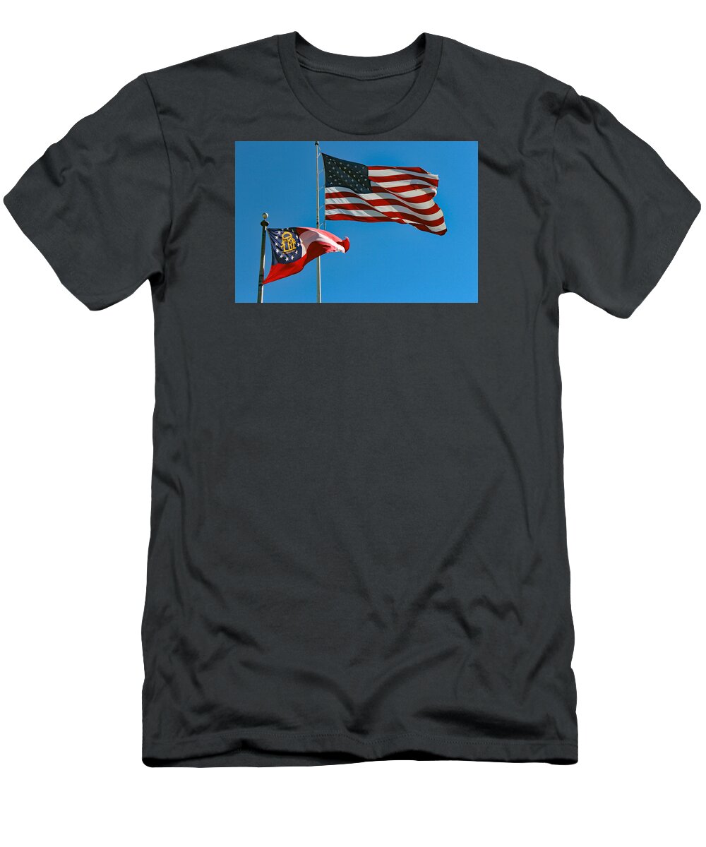 Flags T-Shirt featuring the photograph Old Glory - Georgia -They Fly Proud by DB Hayes
