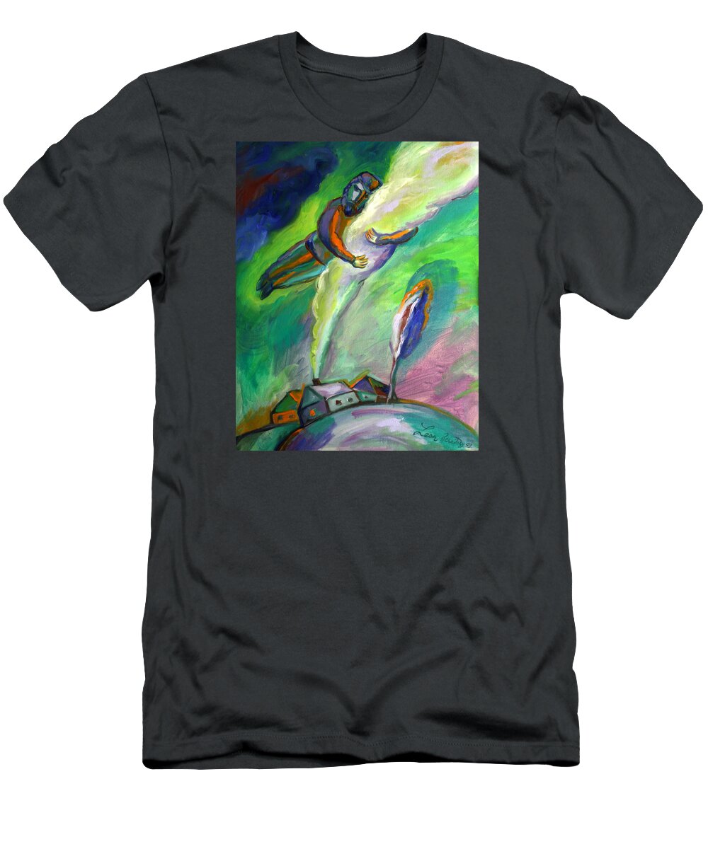 Tags T-Shirt featuring the painting House Of My Grandfather by Leon Zernitsky