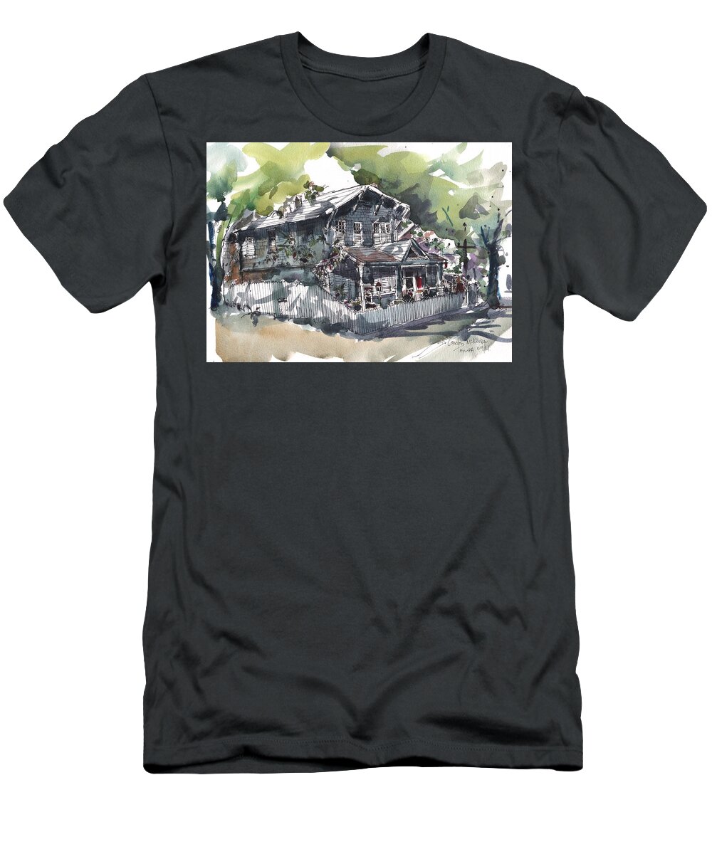 Tampa T-Shirt featuring the painting Old Hyde Parke Board House by Gaston McKenzie