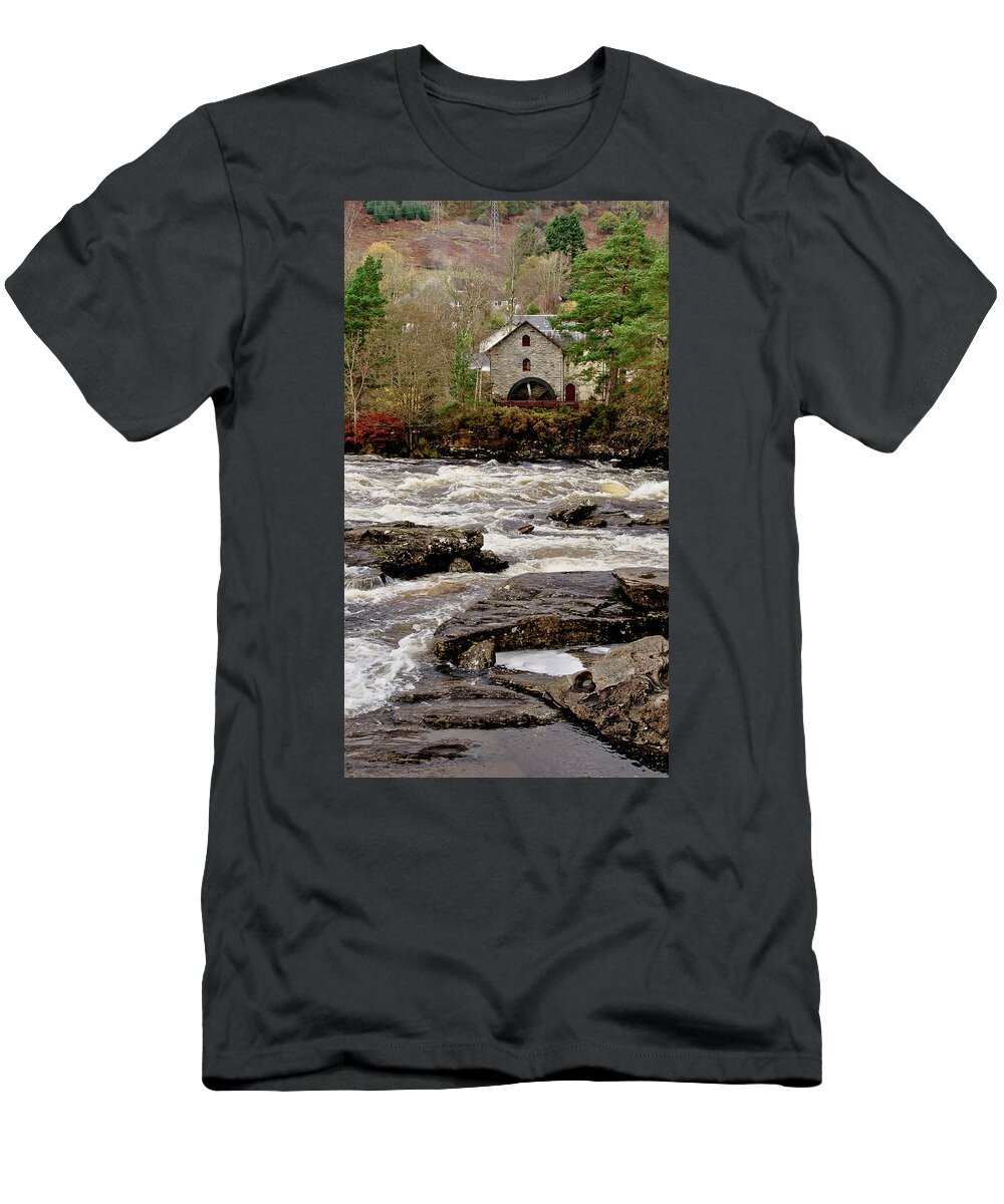 Old Mill T-Shirt featuring the photograph Old Mill at Dochart waterfalls by Elena Perelman