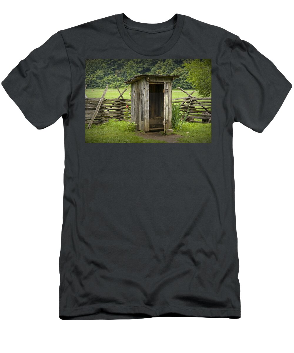 Art T-Shirt featuring the photograph Old Outhouse on the Museum Farm in the Smoky Mountains by Randall Nyhof
