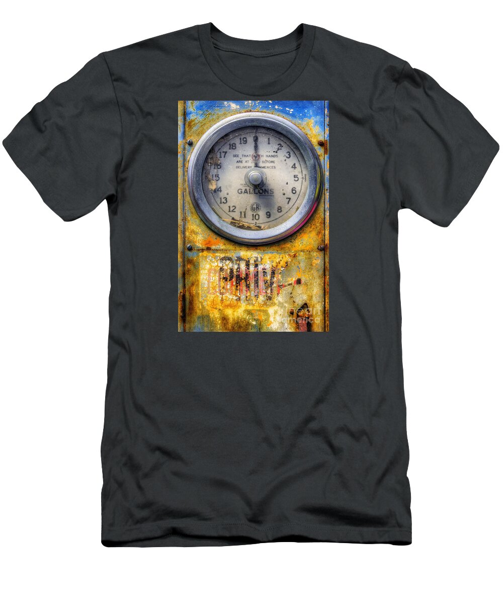 Gas T-Shirt featuring the photograph Old Petrol Pump Gauge by Ian Mitchell
