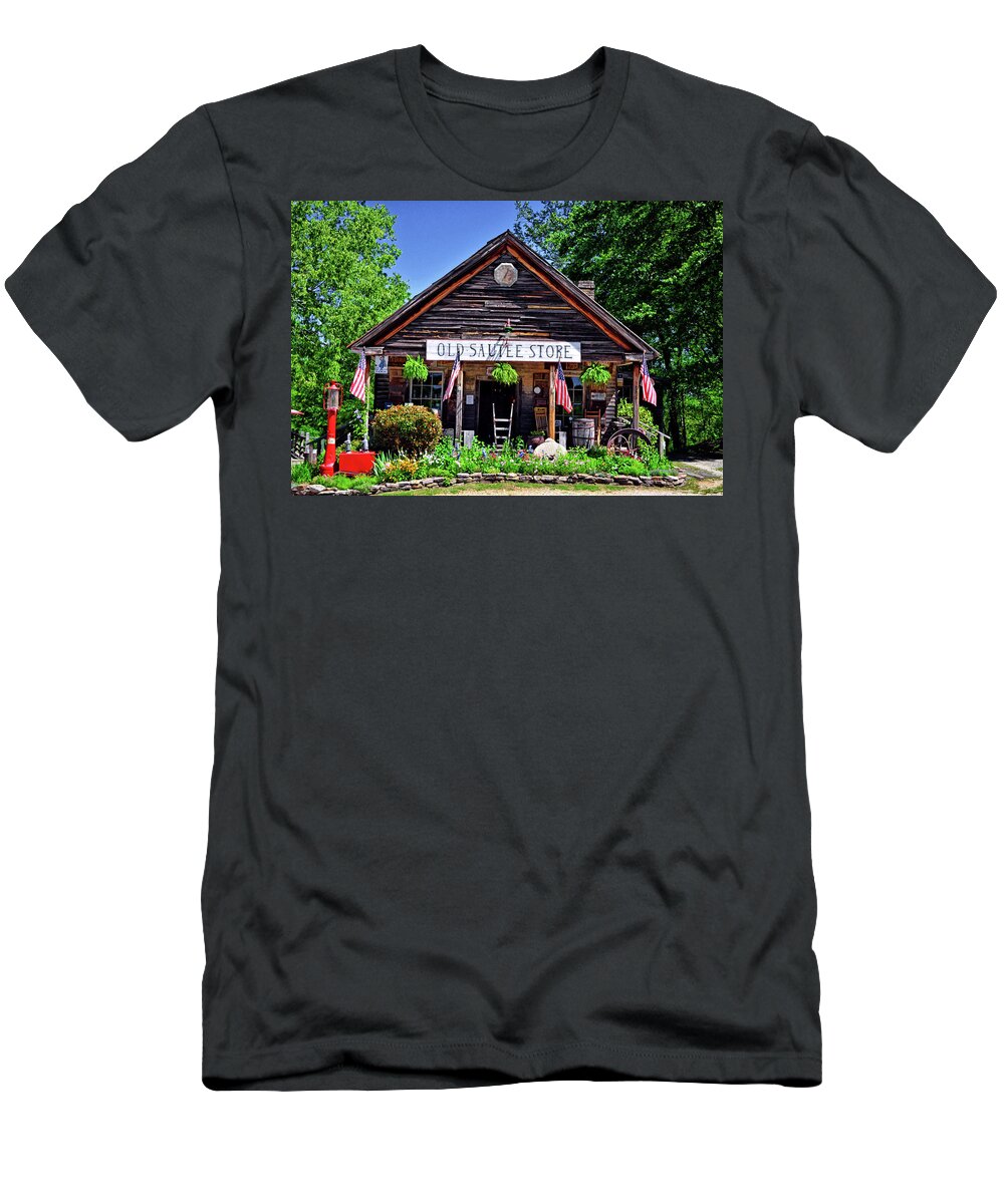 Antique Gas Pump T-Shirt featuring the photograph Old Sautee Store - Helen Ga 004 by George Bostian