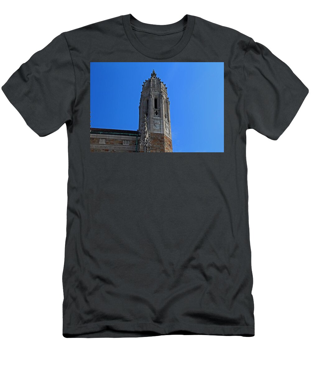 Steeple T-Shirt featuring the photograph Old West End Our Lady Queen of the Most Holy Rosary Cathedral Steeple- horizontal by Michiale Schneider
