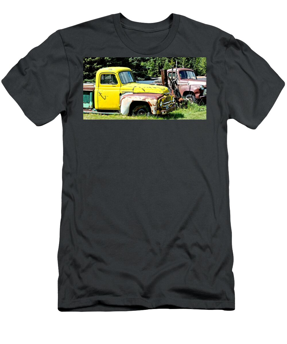 Train T-Shirt featuring the photograph Old Yellow Farm Truck by Amy McDaniel