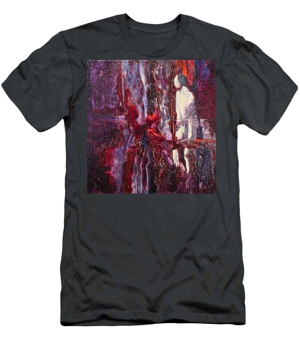 Red T-Shirt featuring the painting On the Bayou by Janice Nabors Raiteri