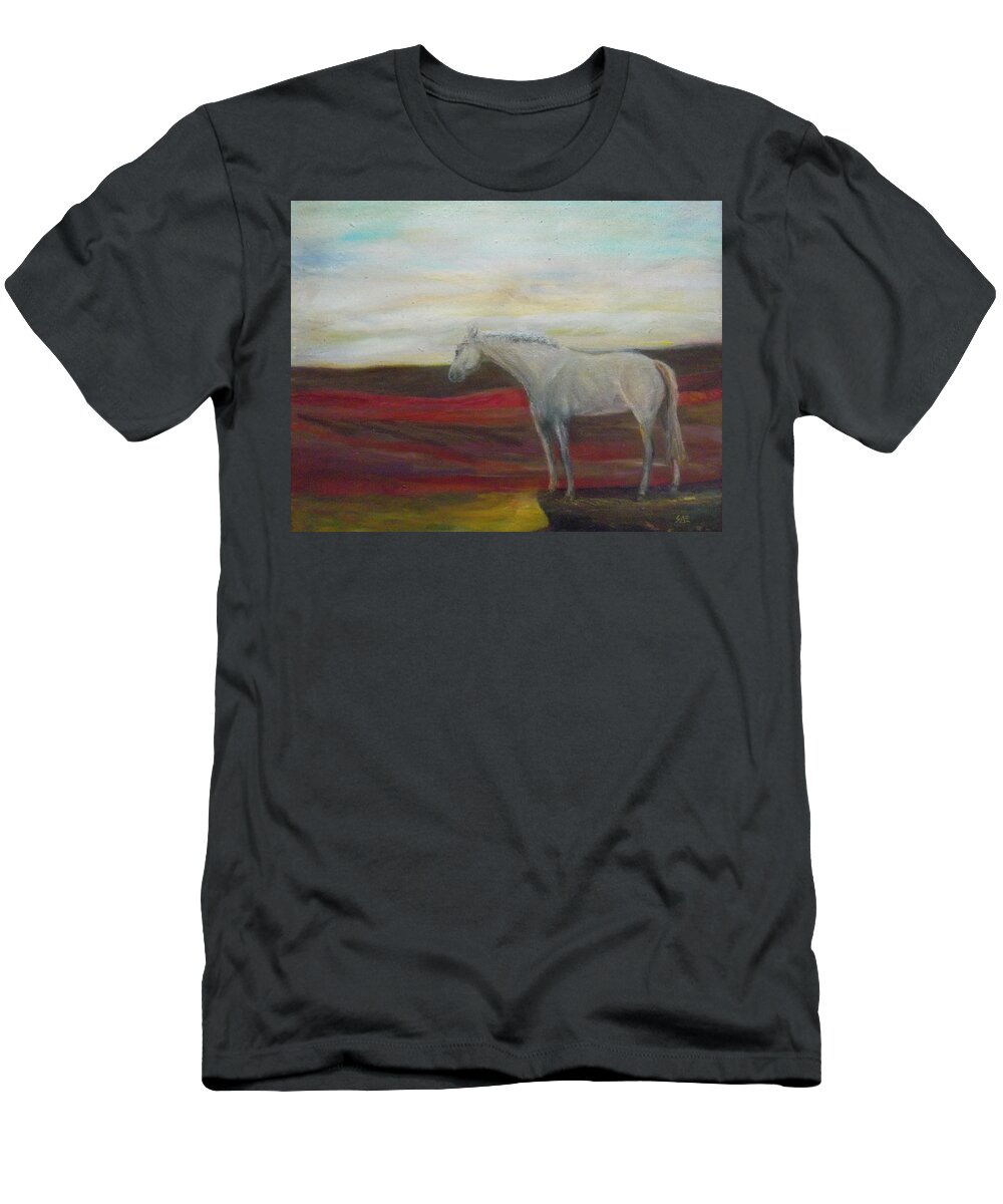 Horse T-Shirt featuring the painting On the Edge by Susan Esbensen