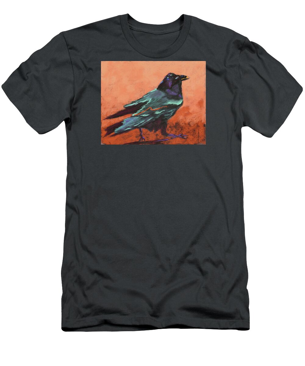 Crow T-Shirt featuring the painting On the Move by Nancy Jolley