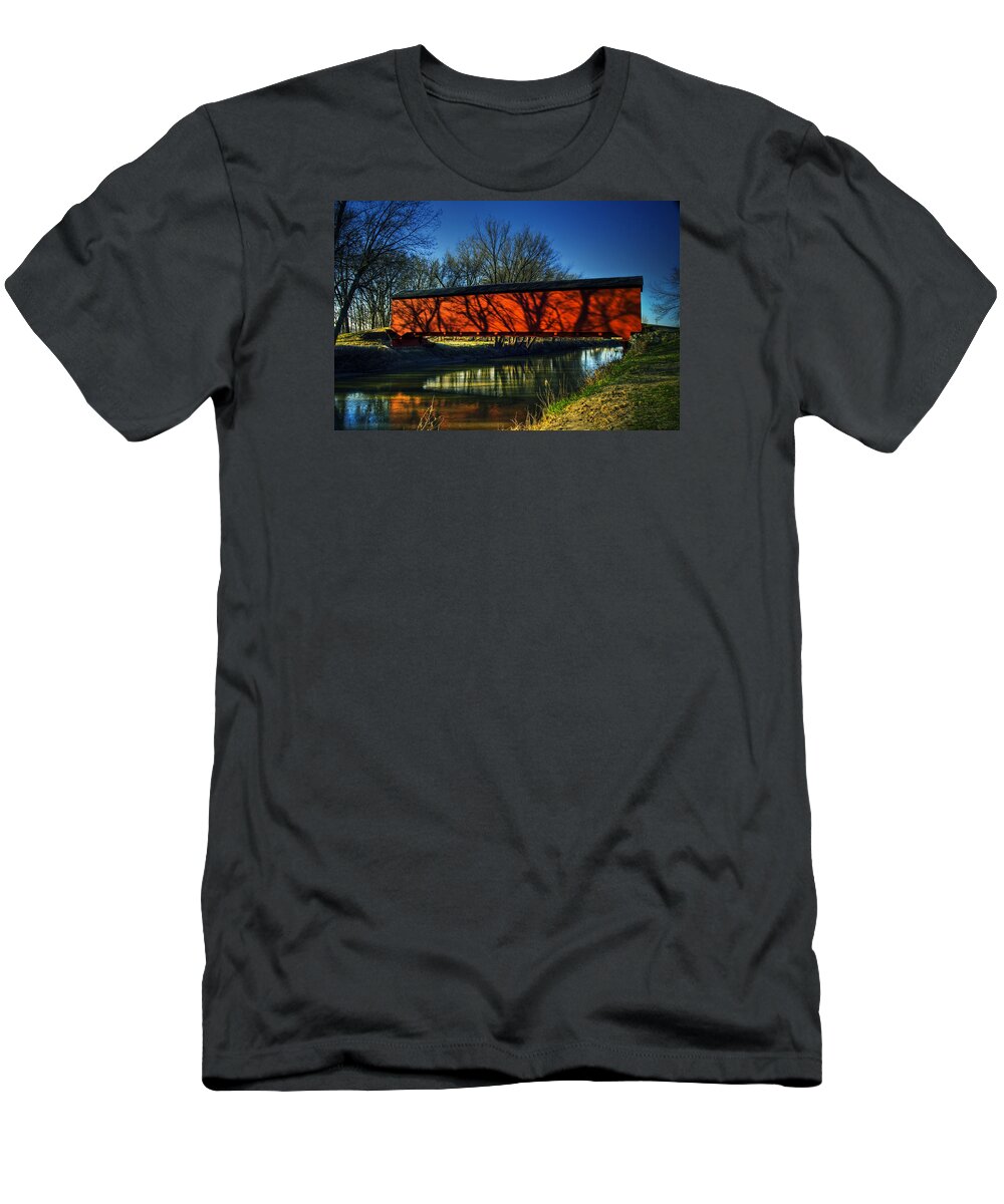 Oquawka T-Shirt featuring the photograph Oquawka Wagon Bridge by Roger Passman