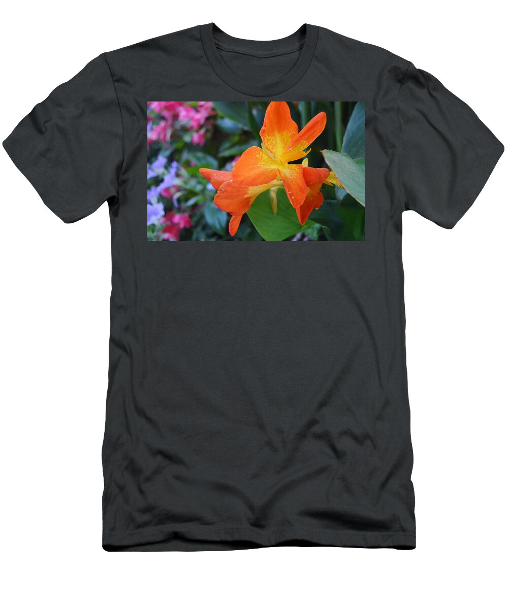 Orange And Yellow Canna Lily 2 T-Shirt featuring the photograph Orange and Yellow Canna Lily 2 by Warren Thompson