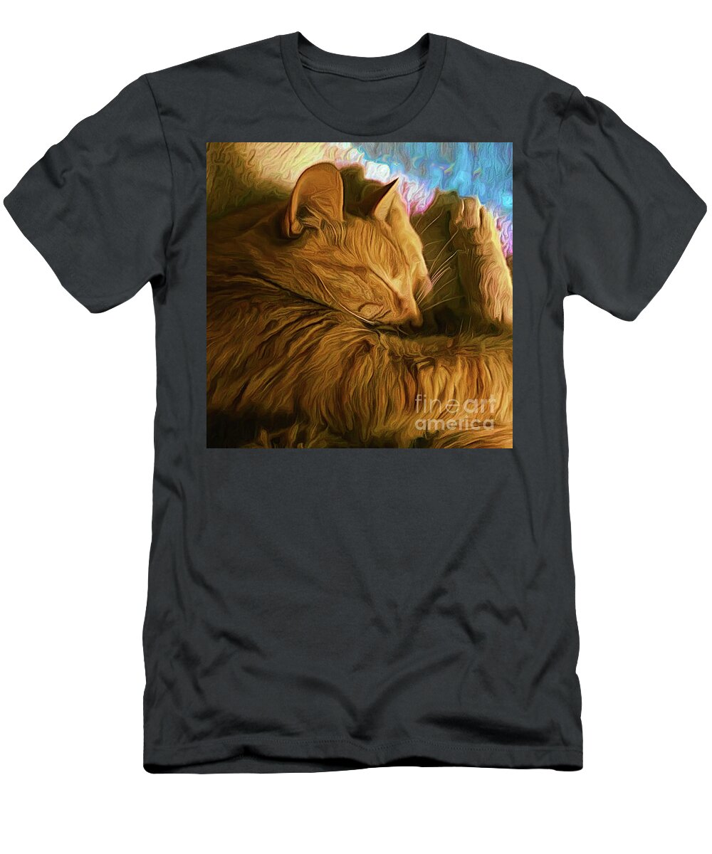 Illinois T-Shirt featuring the photograph Orange Cat Sleepy Time by Luther Fine Art