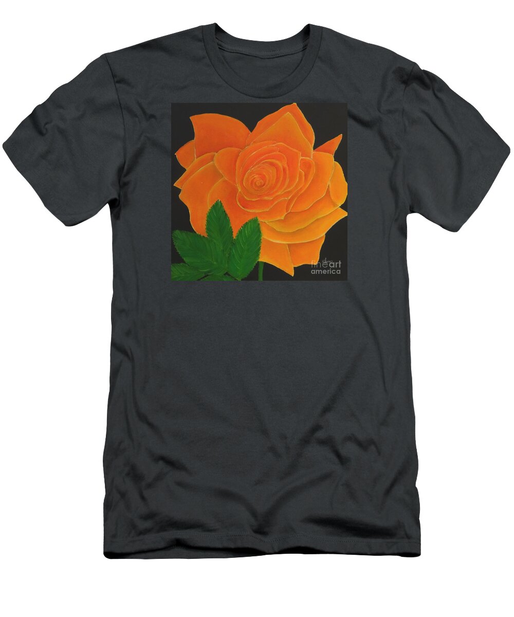 Orange Rose T-Shirt featuring the painting Orange Rose by Karen Jane Jones