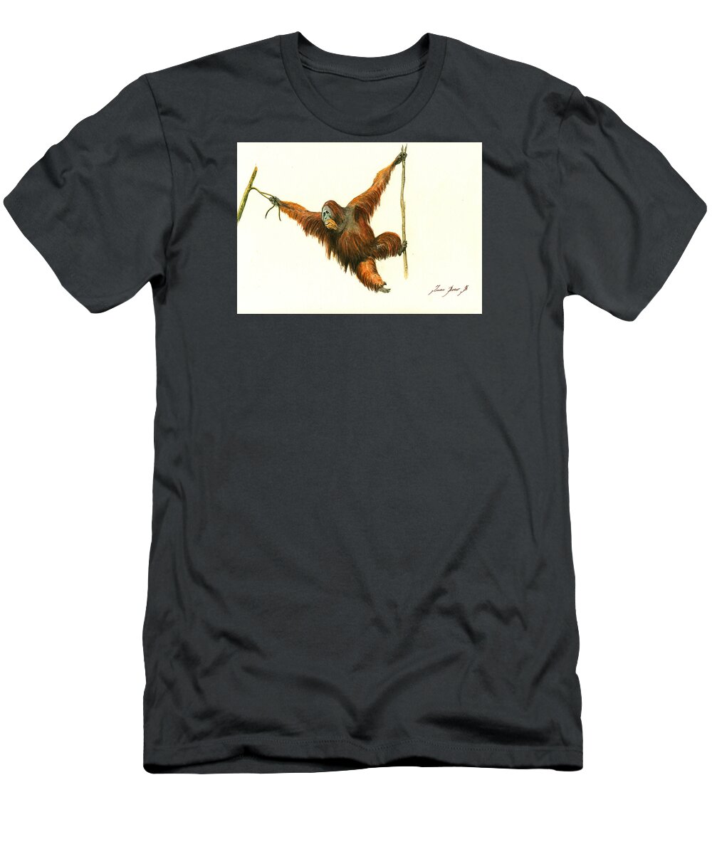 Orangutan Animal T-Shirt featuring the painting Orangutan by Juan Bosco