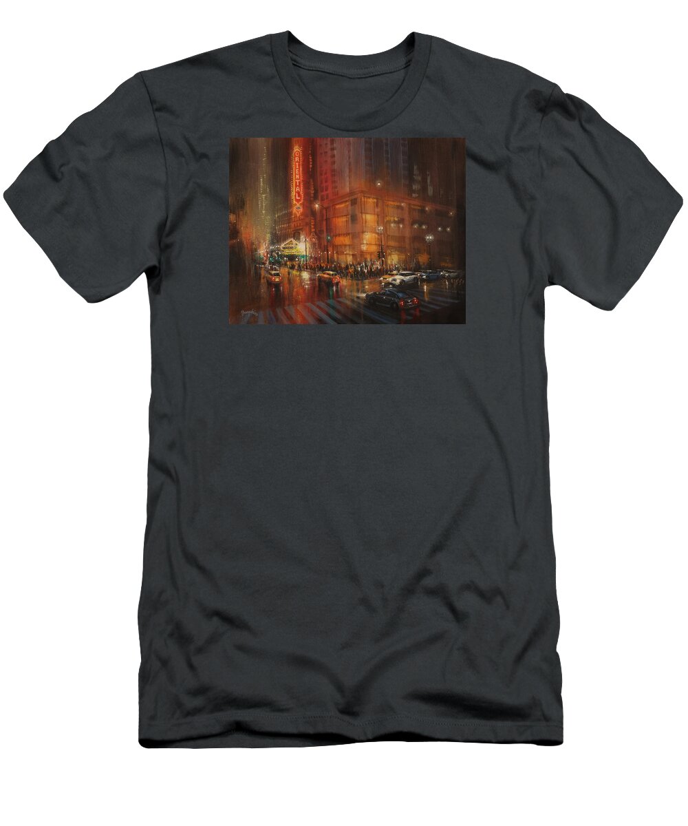 Oriental Theater Chicago T-Shirt featuring the painting Oriental Theater Chicago by Tom Shropshire