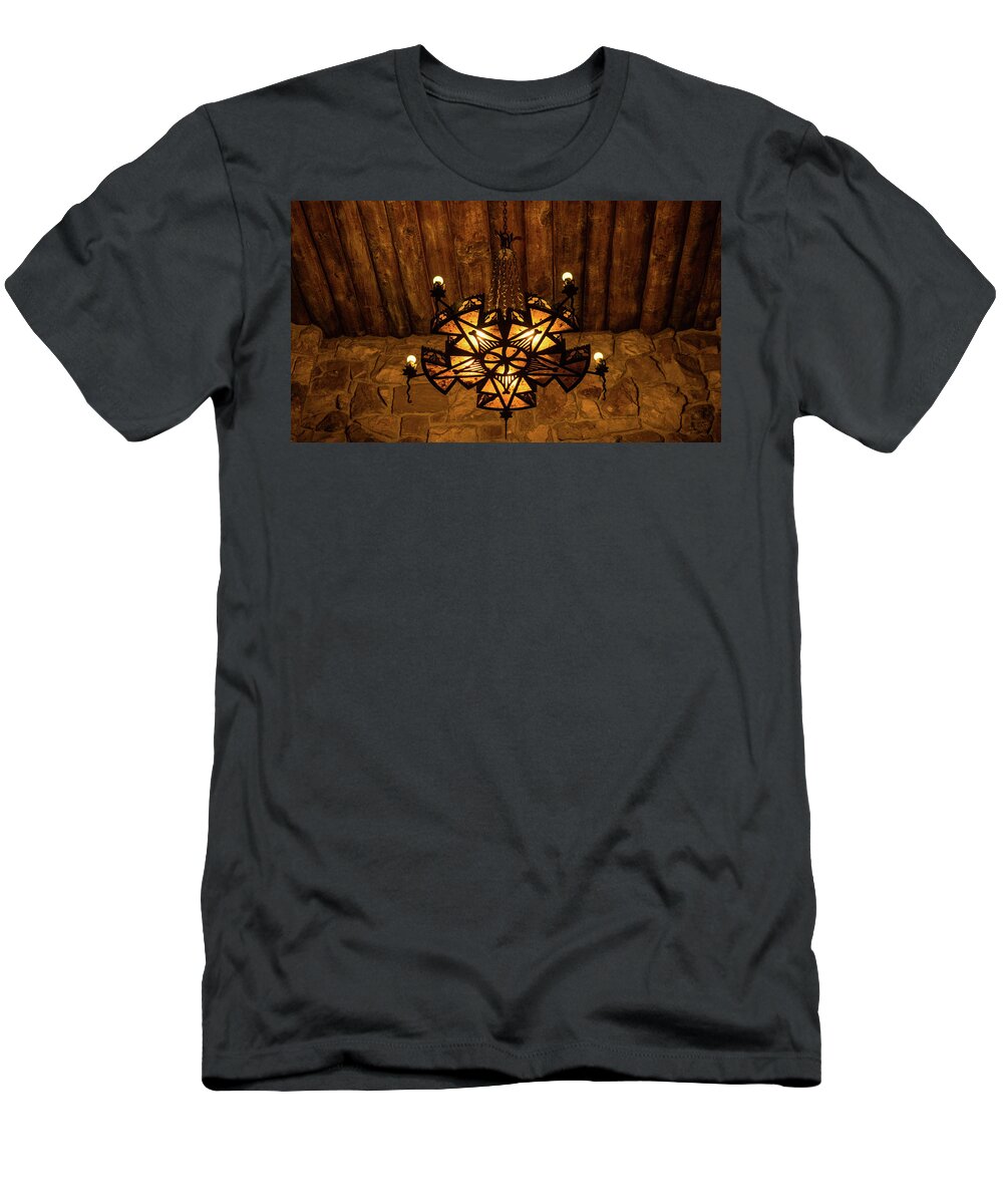 Arizona T-Shirt featuring the photograph Ornate Chandelier North Rim Grand Canyon Arizona by Lawrence S Richardson Jr