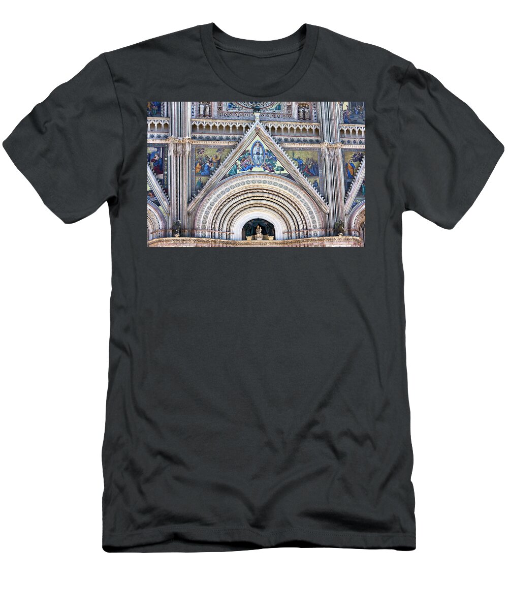 Duomo T-Shirt featuring the photograph Orvieto Duomo Facade Close-up by Sally Weigand