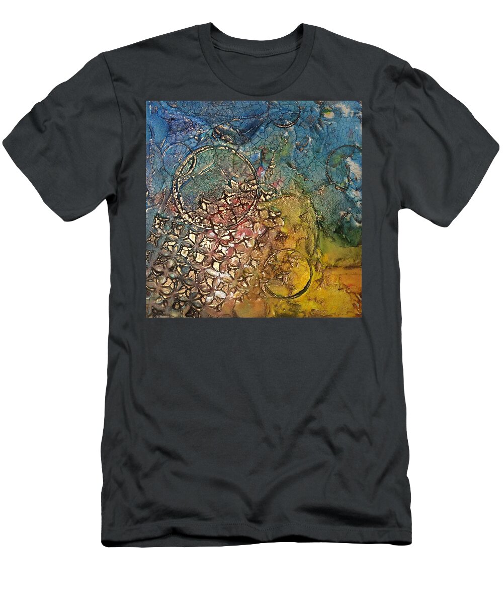 Abstract T-Shirt featuring the painting Other Worlds by Sharon Cromwell
