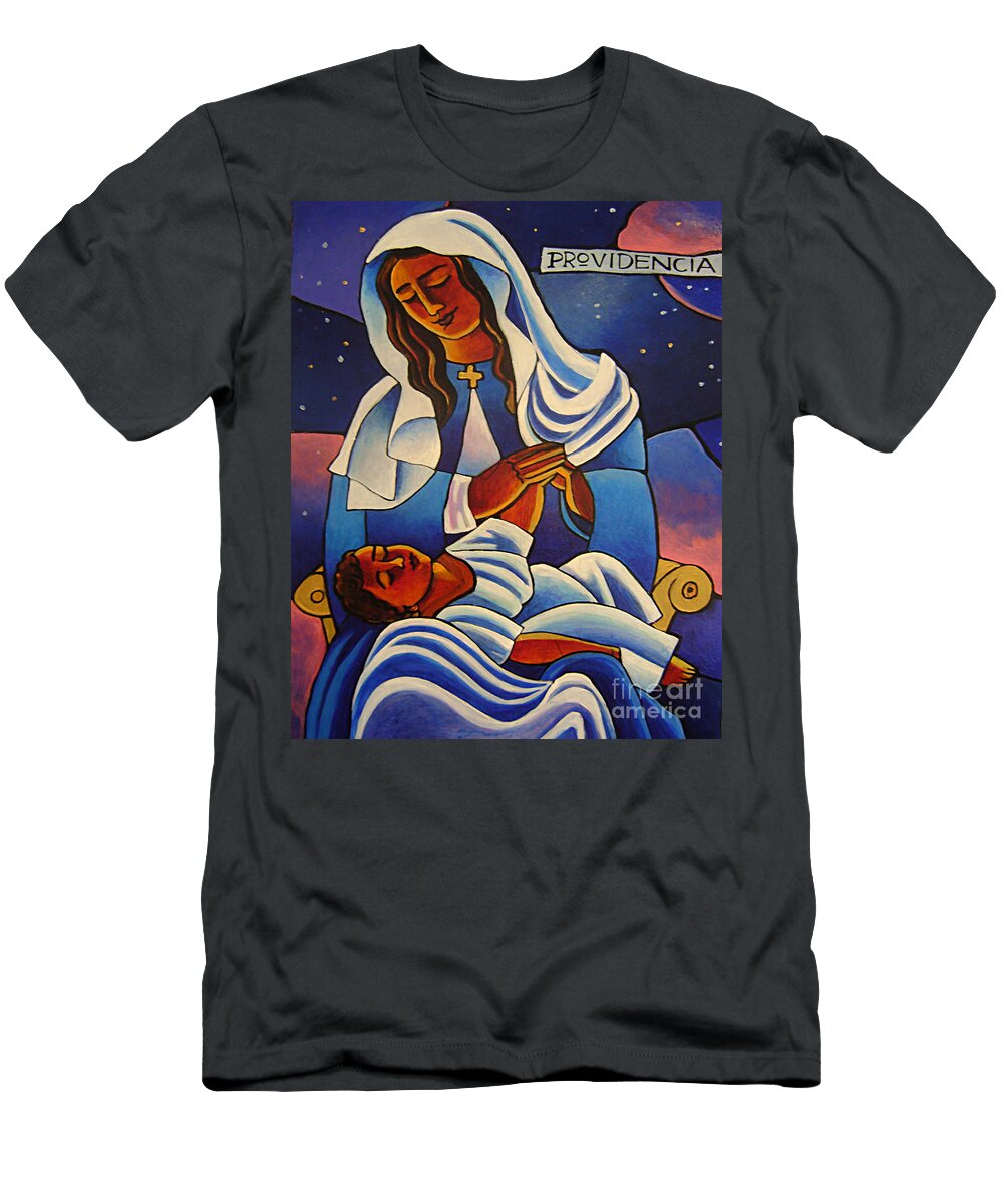 Our Lady Of The Divine Providence T-Shirt featuring the painting Our Lady of the Divine Providence - MMOLD by Br Mickey McGrath OSFS