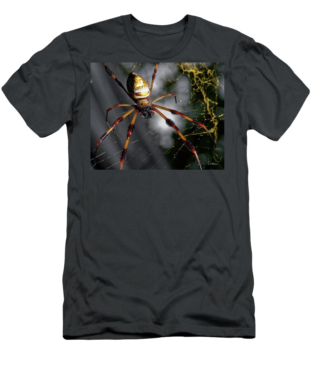 Spider T-Shirt featuring the photograph Out Of The Dark by Christopher Holmes
