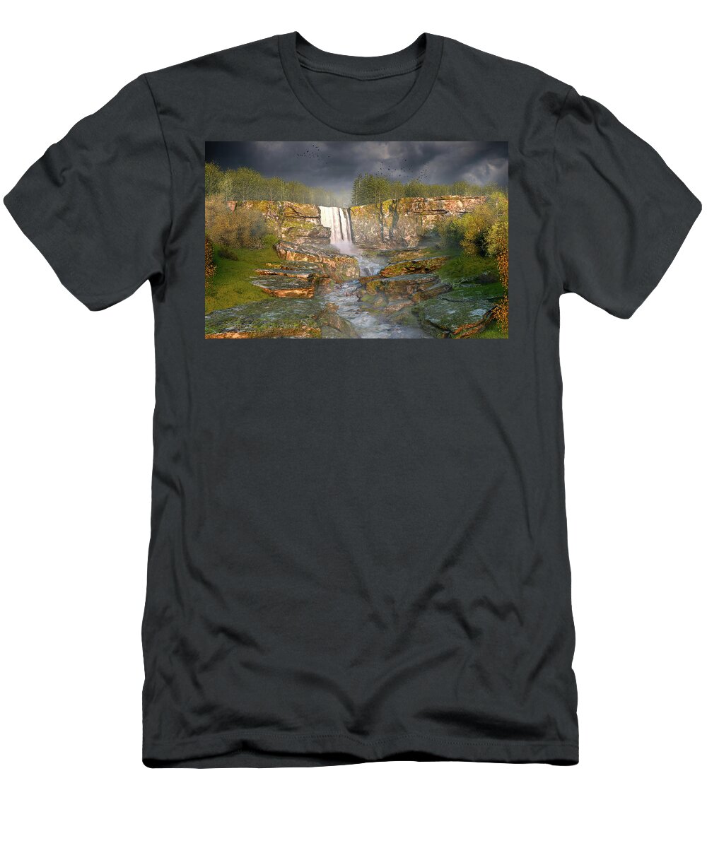 Dieter Carlton T-Shirt featuring the digital art Over The Edge by Dieter Carlton