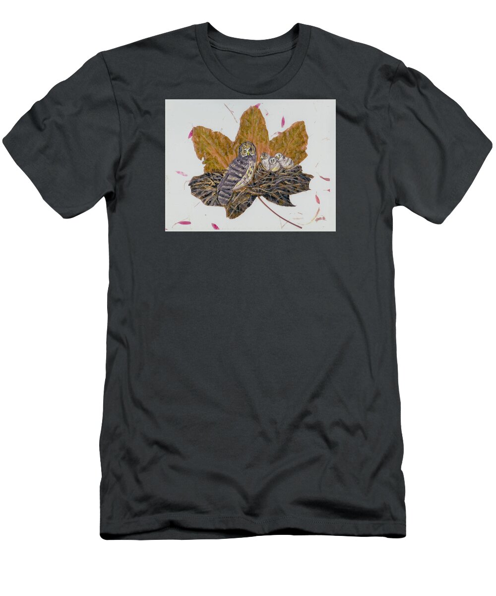 Wildlife T-Shirt featuring the painting Owl Family by Ralph Root
