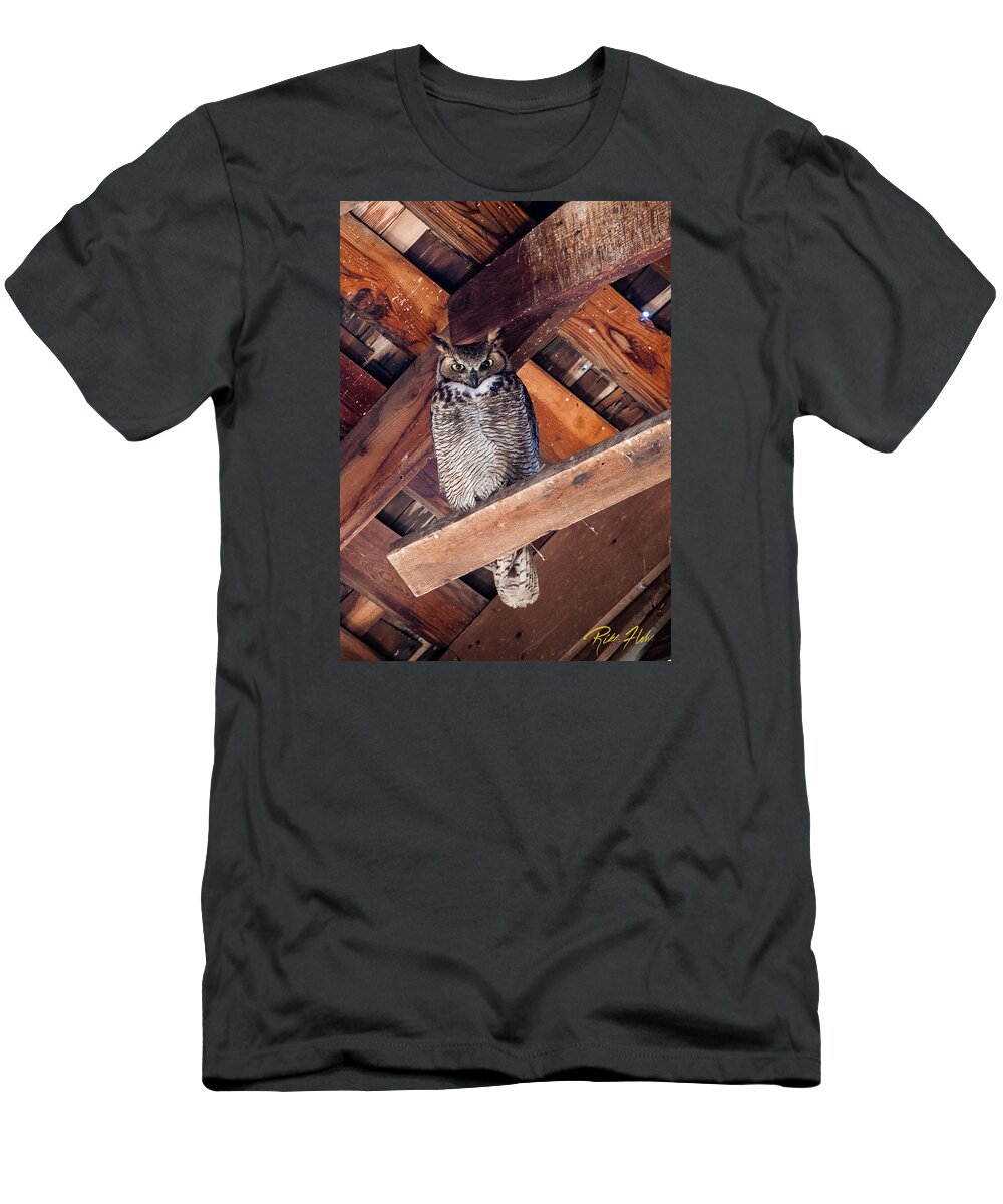 Animals T-Shirt featuring the photograph Owl in a Barn by Rikk Flohr