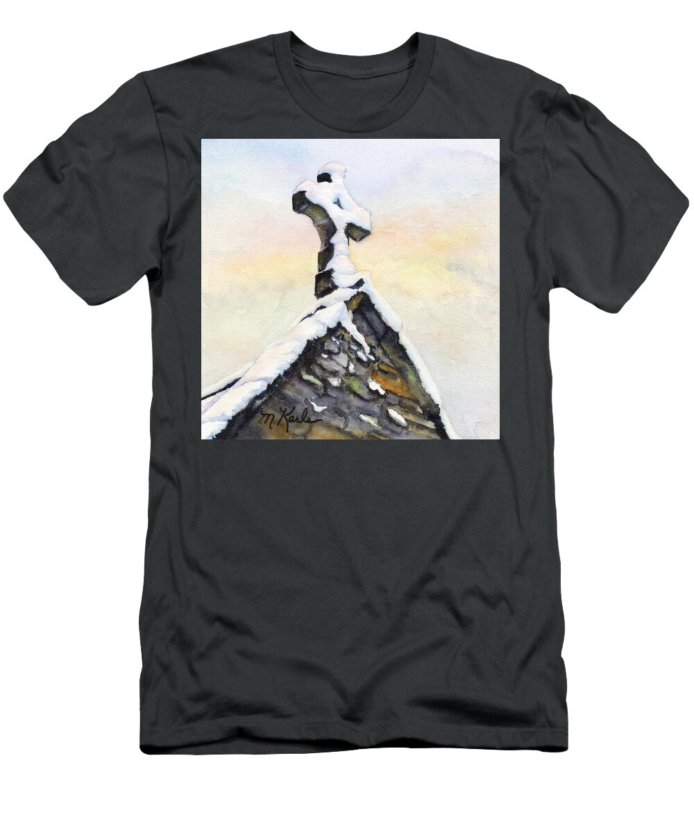 Oxford T-Shirt featuring the painting Oxford Snow by Marsha Karle