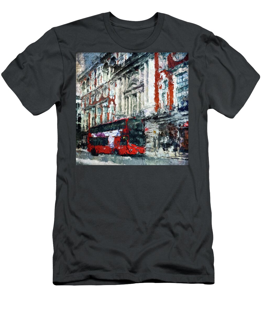 London T-Shirt featuring the digital art Oxford Street by Nicky Jameson