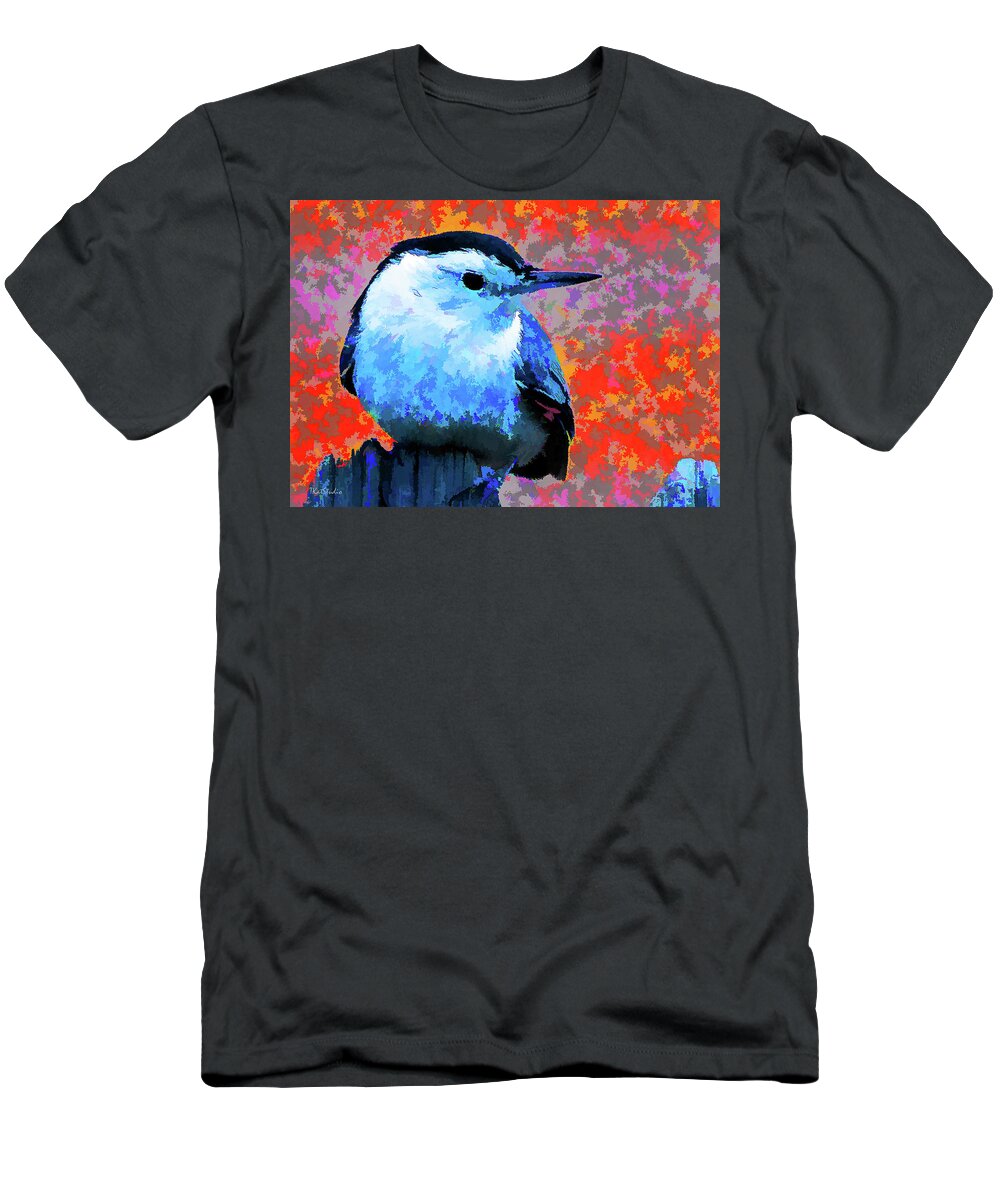 Backyard Birds T-Shirt featuring the photograph Painted White Breasted Nuthatch by Tim Kathka