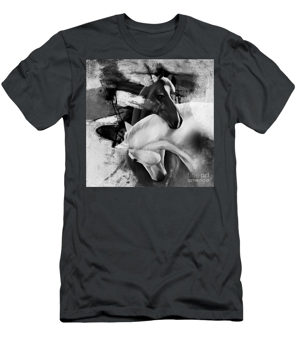 Gull G T-Shirt featuring the painting Pair of Horse by Gull G