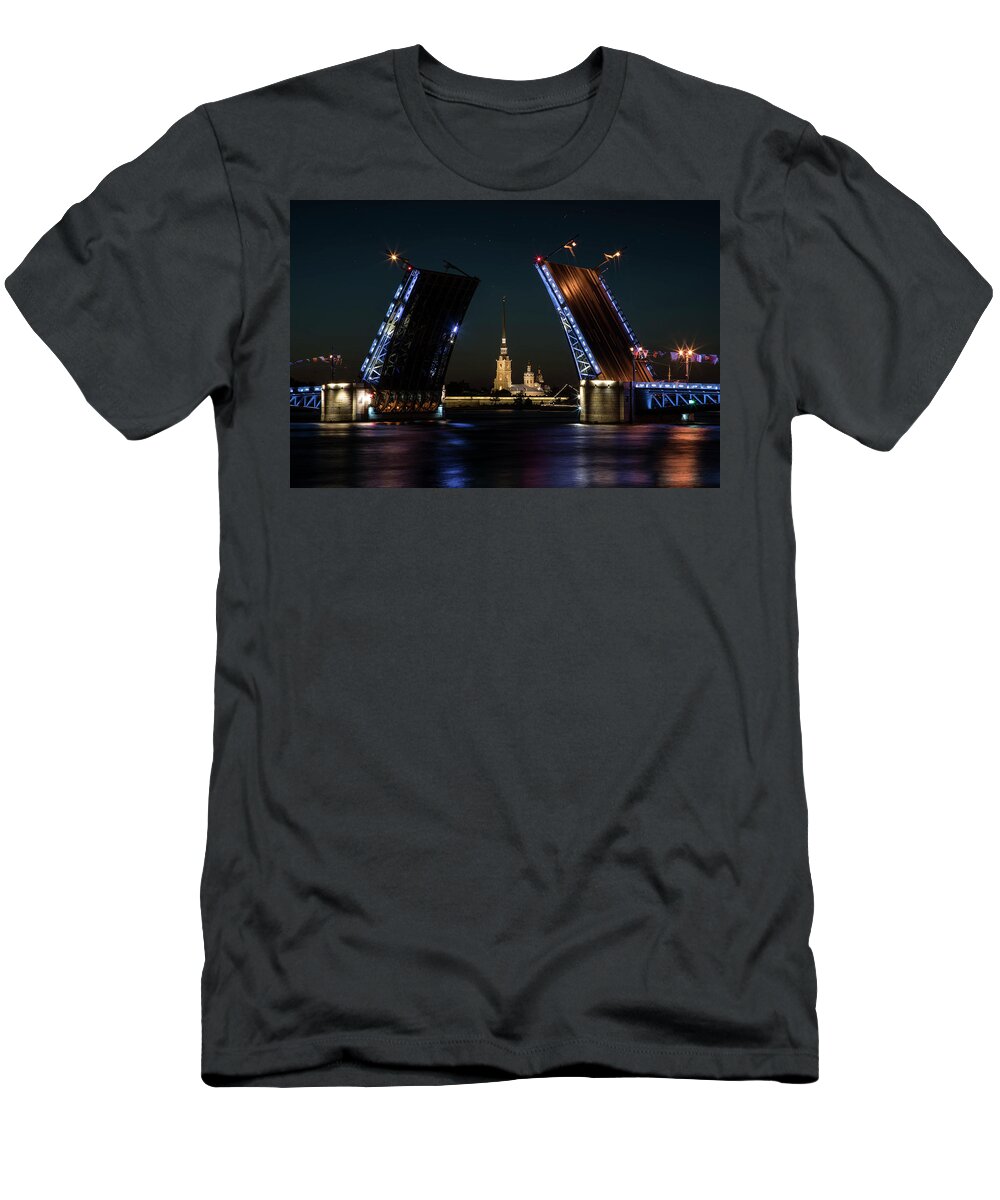 Saint T-Shirt featuring the photograph Palace Bridge at night by Jaroslaw Blaminsky