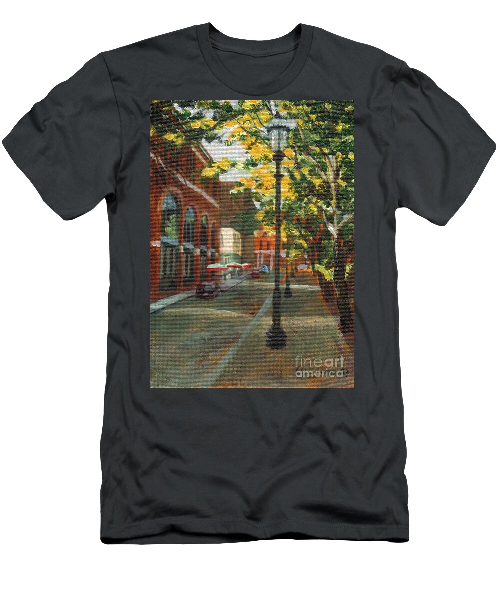 Lamp Post T-Shirt featuring the painting Palmer Street by Claire Gagnon