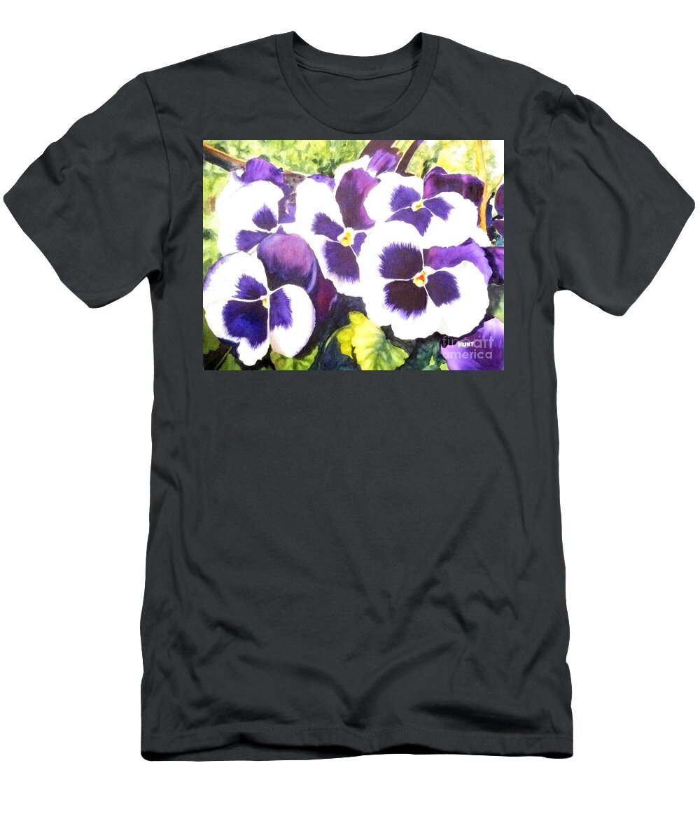 Pansy T-Shirt featuring the painting Pansy Party by Shirley Braithwaite Hunt