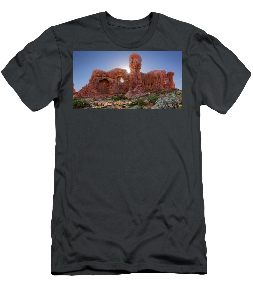 Desert T-Shirt featuring the photograph Parade of Elephants in Arches National Park by Mike McGlothlen